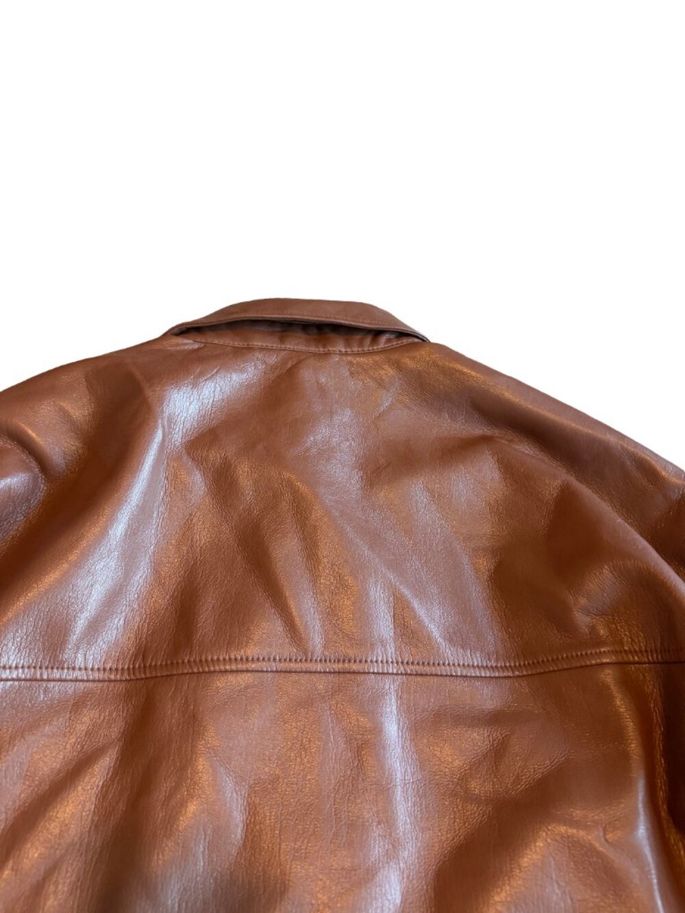 Aritzia Babaton Pelli Shirt Jacket Button-Down Brown Vegan Leather Size Medium - Picture 9 of 13